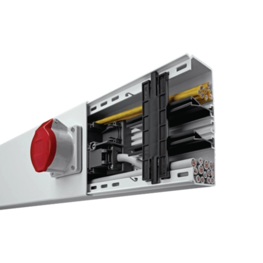 Leitungs­füh­rungs­system mit Gerä­te­ein­bau­mög­lich­keit Leitungs­füh­rungs­sys­teme | Hager DE