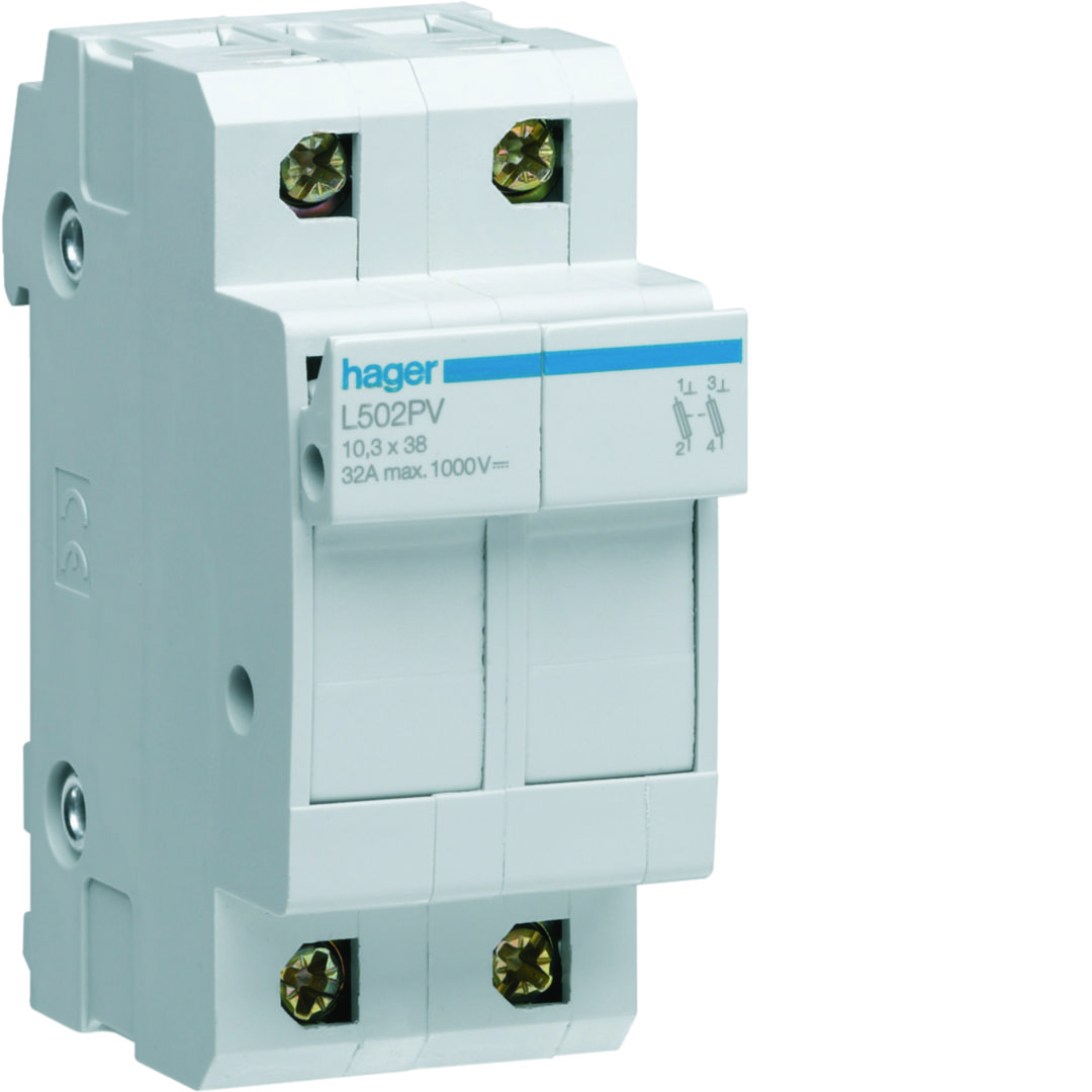 Biztosítós szakaszolókapcsoló DC 10x38mm 32A 690-1000V DC L38 Hager