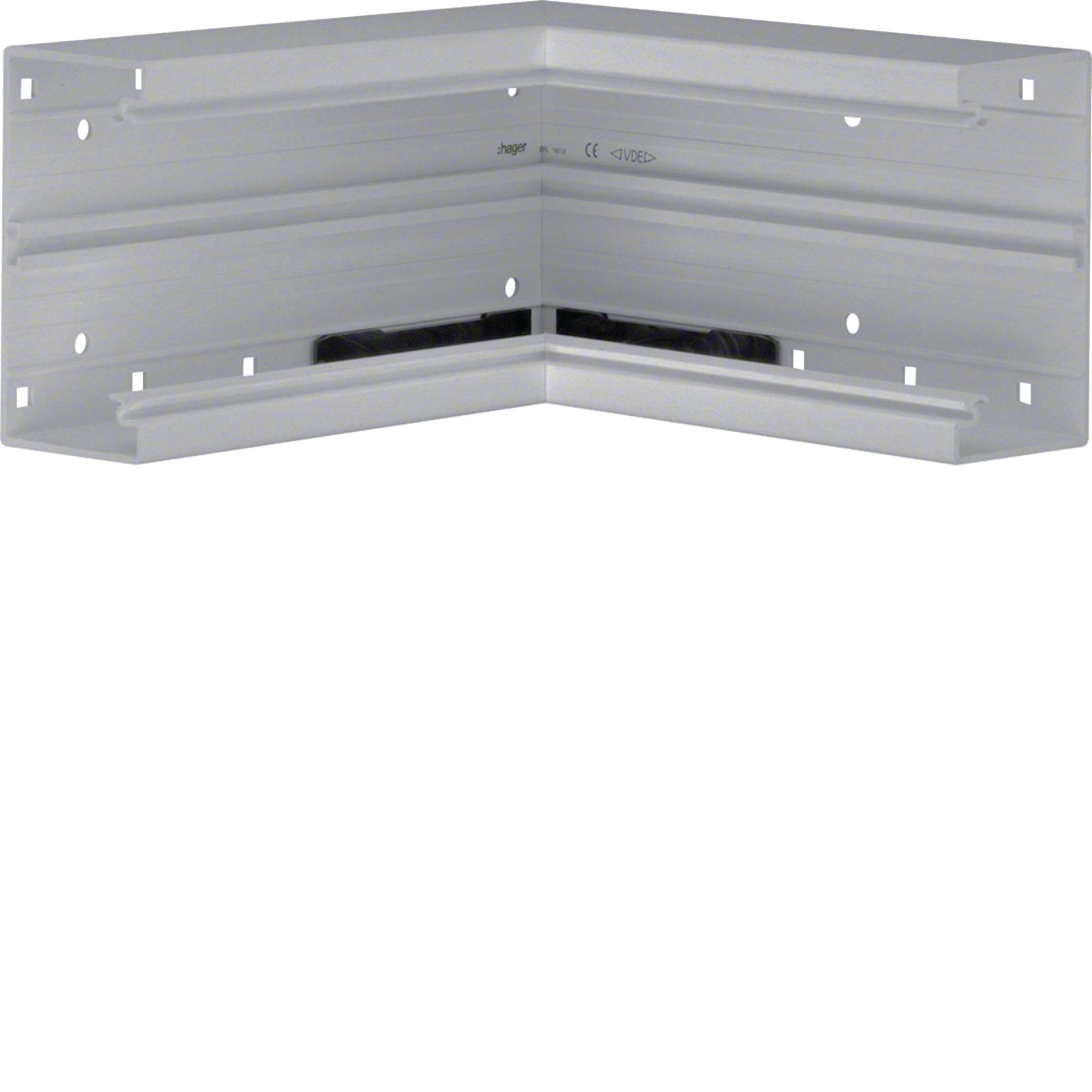 L87717030 - Inneneck aus Grundprofil zu Brüstungskanal BR 70x130mm aus PVC in steingrau