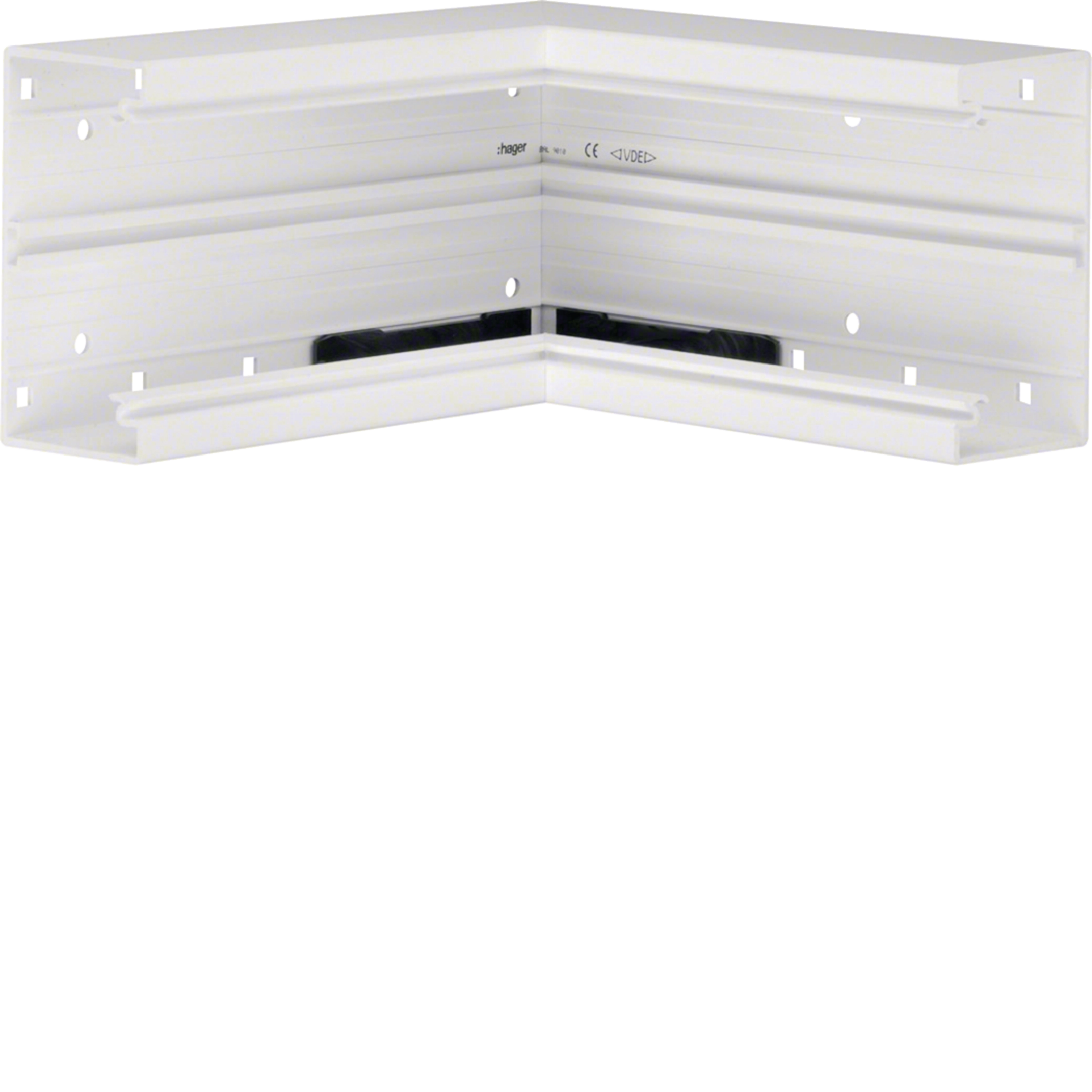 L87719010 - Inneneck aus Grundprofil zu Brüstungskanal BR 70x130mm aus PVC in reinweiß