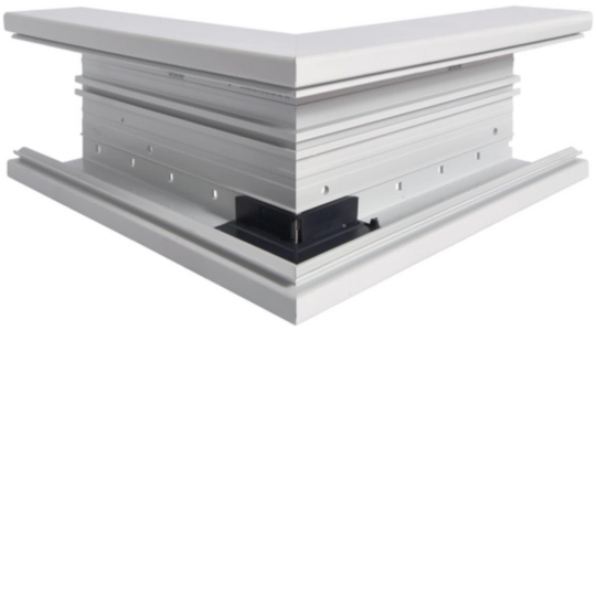 L87727035 - Außeneck aus Grundprofil zu Brüstungskanal BR 70x130mm aus PVC in lichtgrau