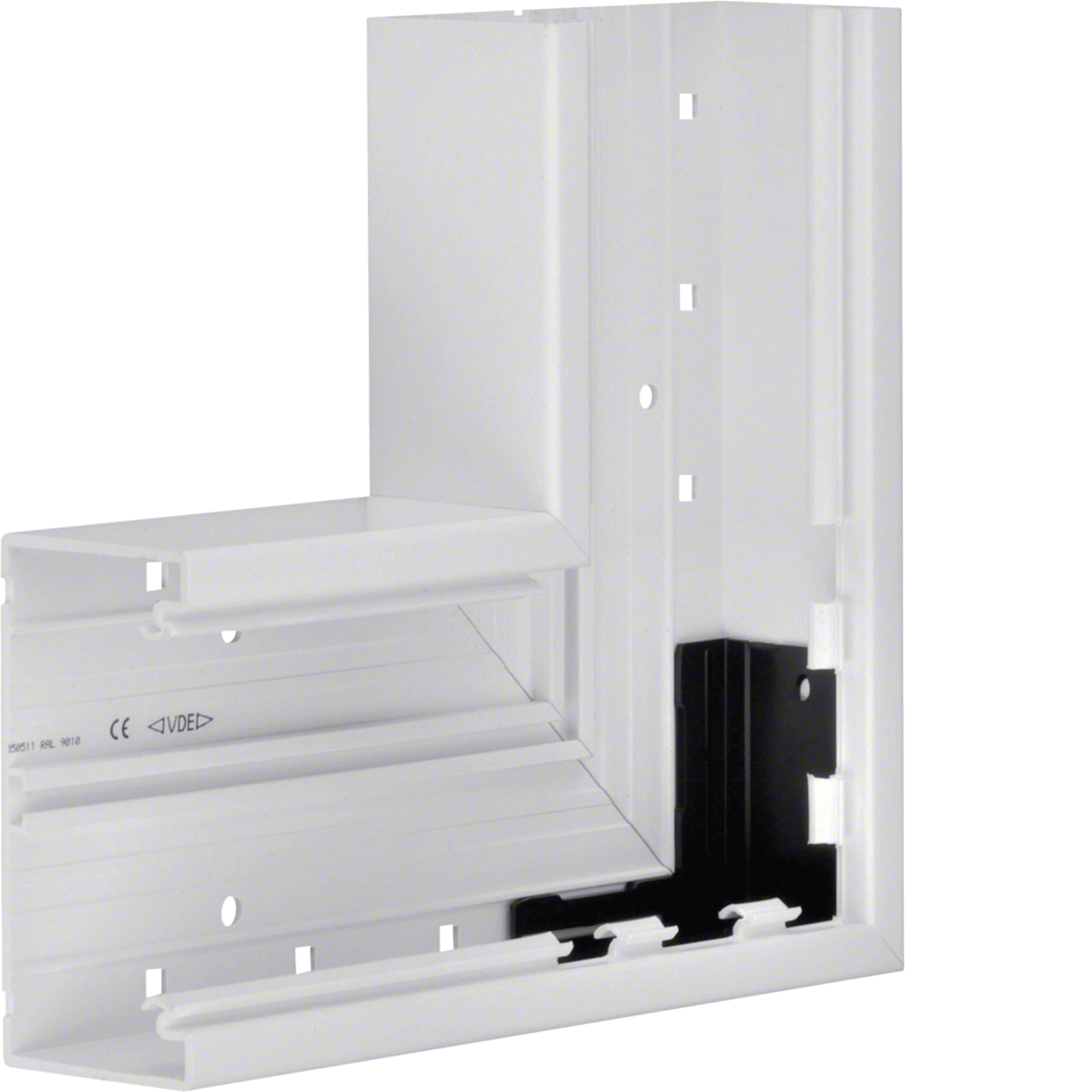 L87757035 - Flachwinkel aus Grundprofil zu Brüstungskanal BR 70x130mm aus PVC in lichtgrau