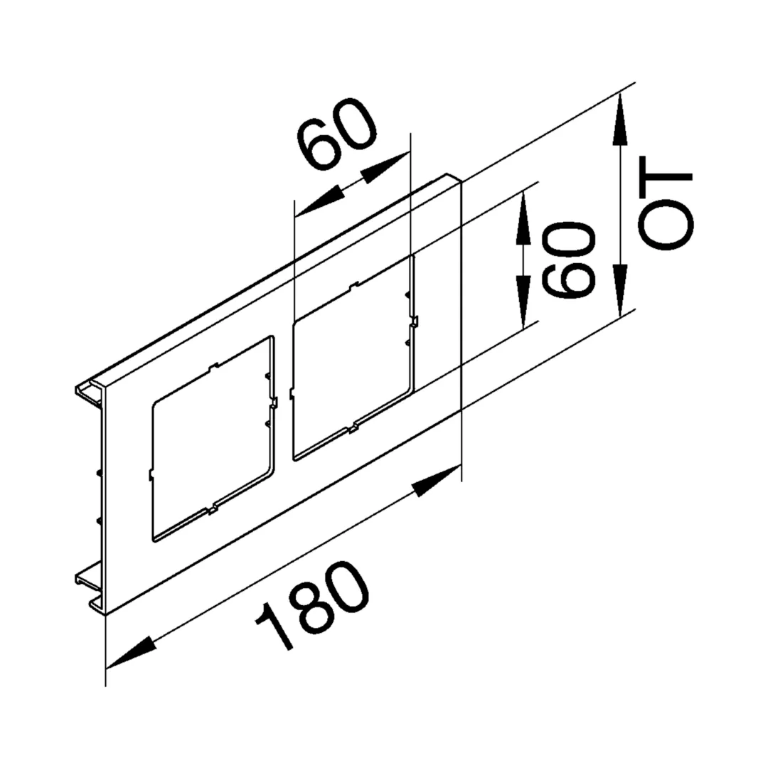 L98017035 - Blende 2-fach a=60mm für UP-Einsatz ohne Rahmen PVC BR Oberteil 100mm lichtgrau