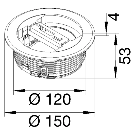 LAR02KR9005 - Leitungsauslass mit Rundketten-Anbindung Spannbereich >32mm tiefschwarz