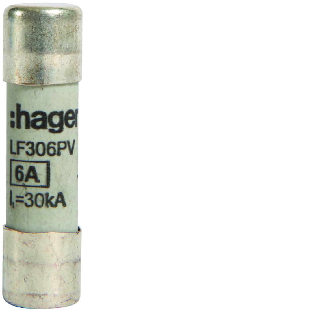 Hengeres biztosítóbetét napelemhez 10x38mm 6A LF Hager
