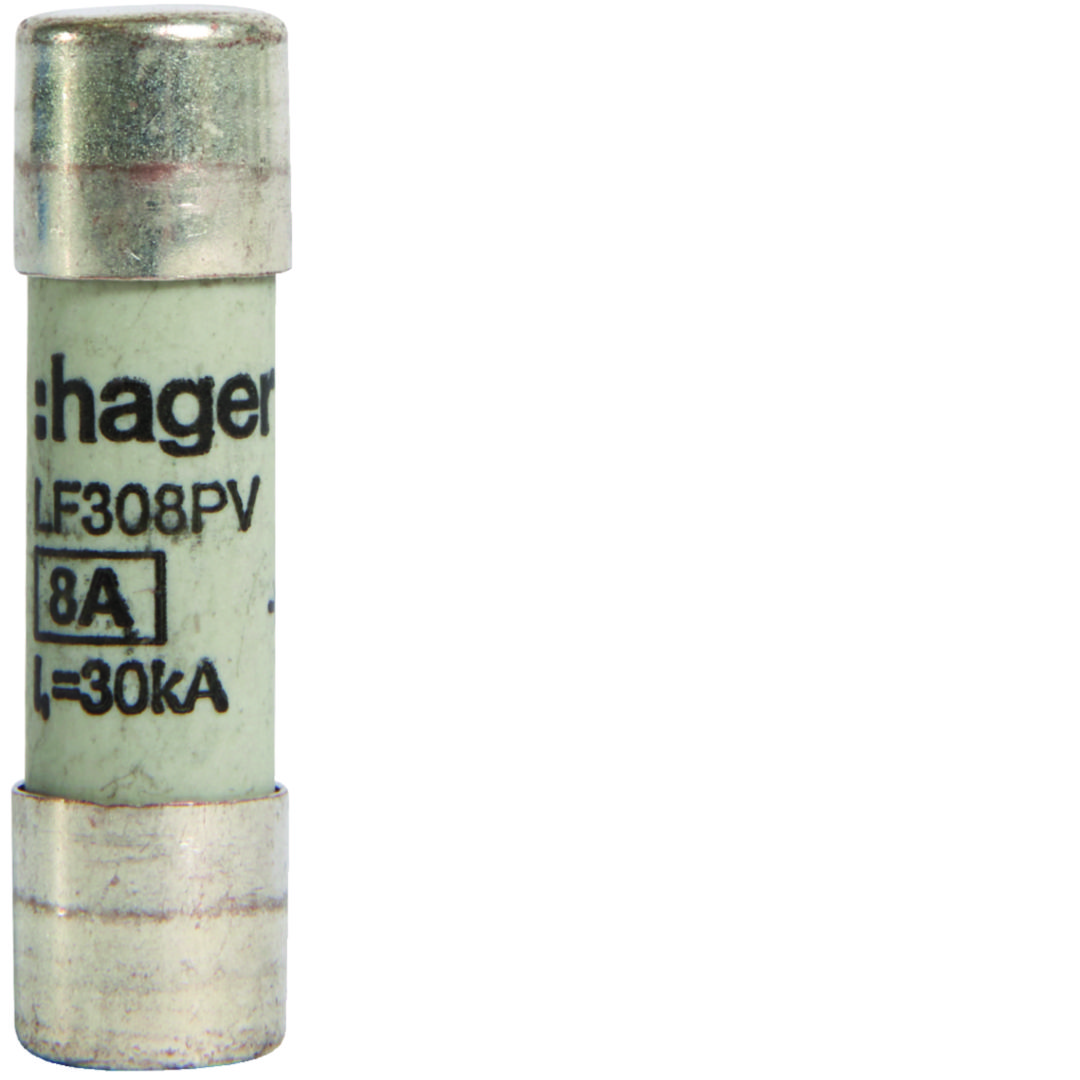 Hengeres biztosítóbetét napelemhez 10x38mm 8A LF Hager