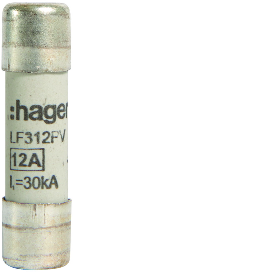 Hengeres biztosítóbetét napelemhez 10x38mm 12A LF Hager