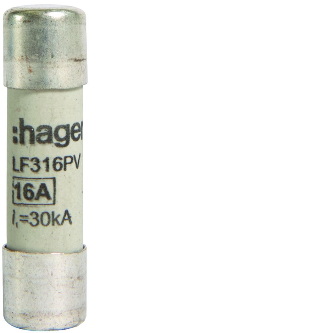 Hengeres biztosítóbetét napelemhez 10x38mm 16A LF Hager