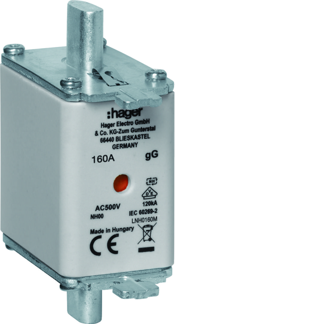 NH biztosítóbetét gG NH00 160A gL/gG (kábel-/készülékvédő) 500V AC 120kA LNH Hager