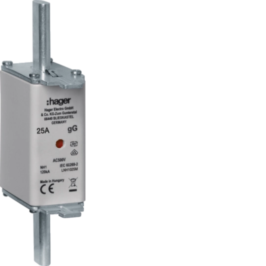LNH1025M - NH-Sicherungseinsatz NH1C gG AC500V 25A Kombi-Melder mit Metall-Grifflasche