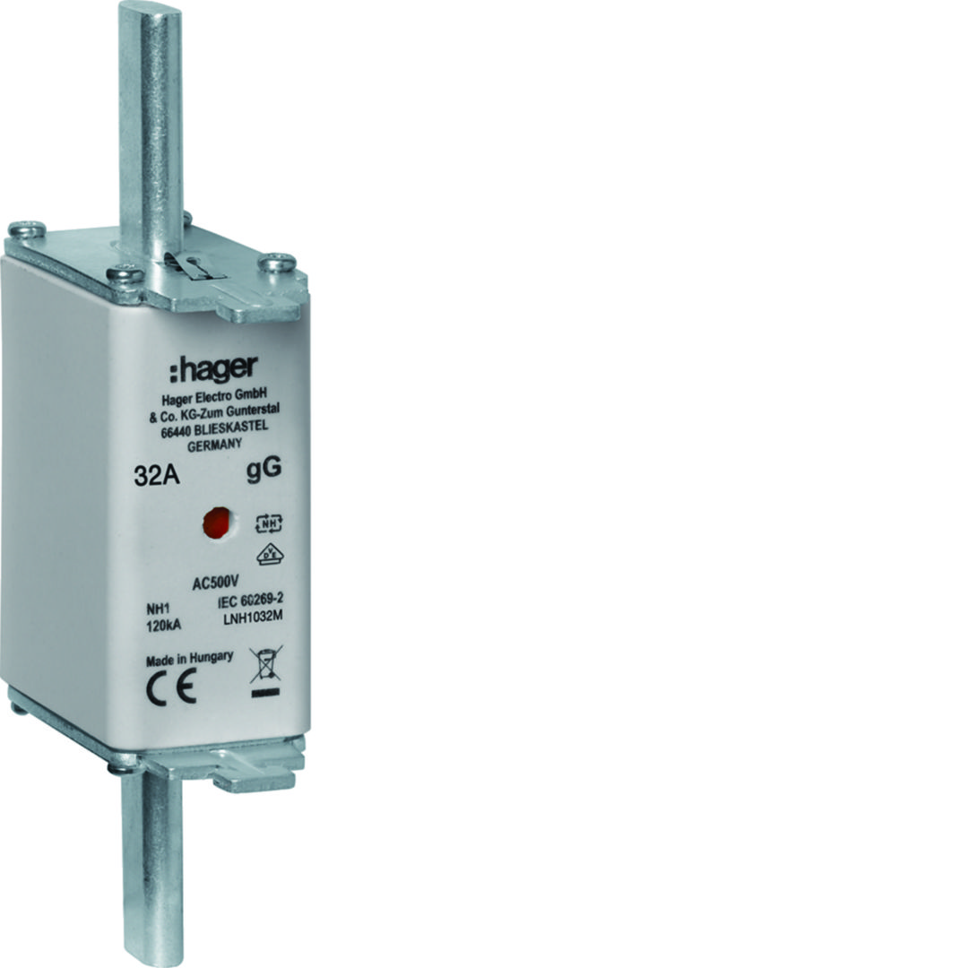 NH biztosítóbetét gG NH1 32A gL/gG (kábel-/készülékvédő) 500V AC 120kA LNH Hager