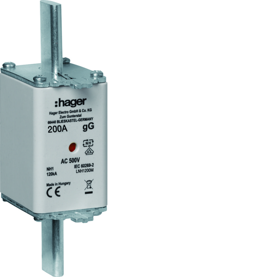 NH biztosítóbetét gG NH1 200A gL/gG (kábel-/készülékvédő) 500V AC 120kA LNH Hager