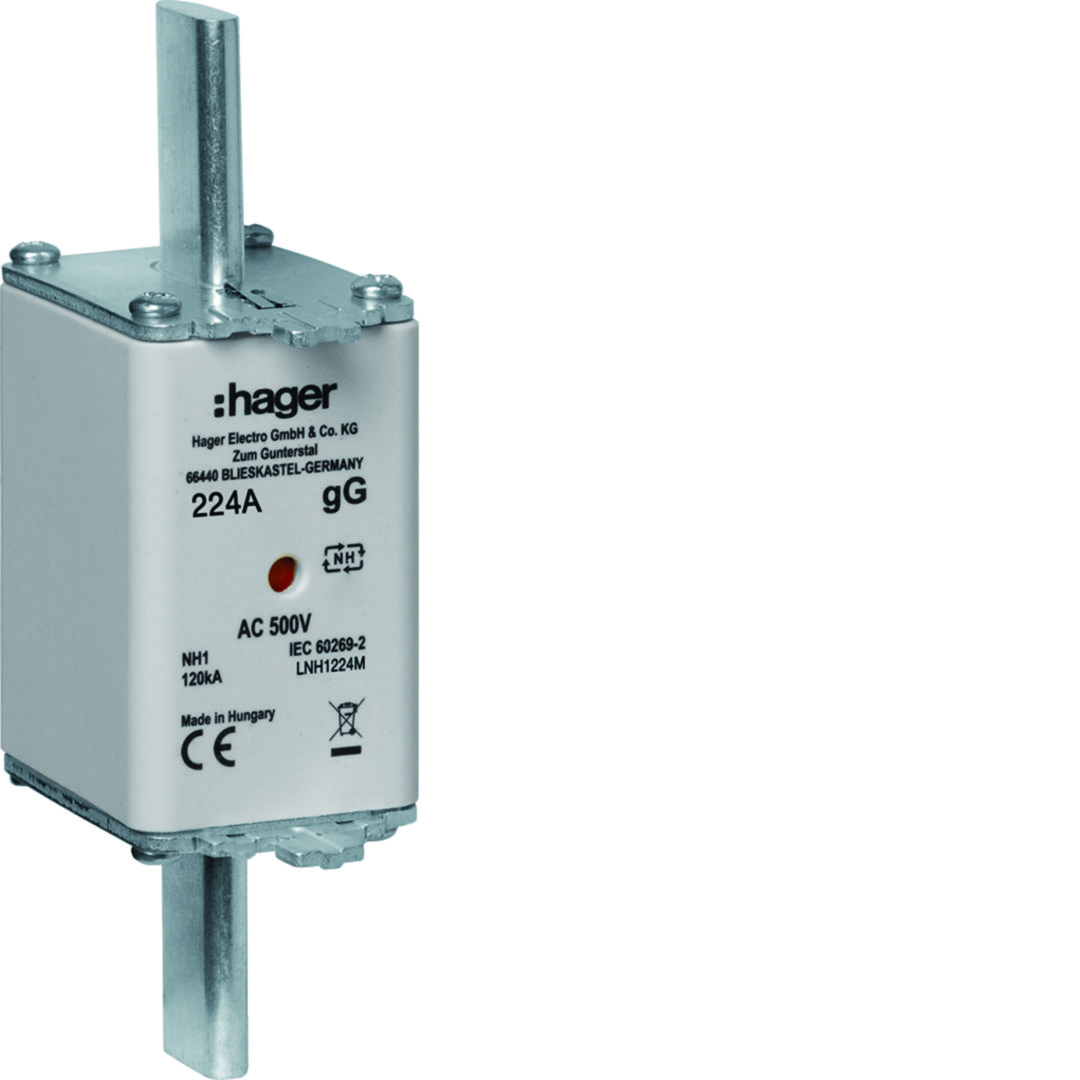 NH biztosítóbetét gG NH1 224A gL/gG (kábel-/készülékvédő) 500V AC 120kA LNH Hager