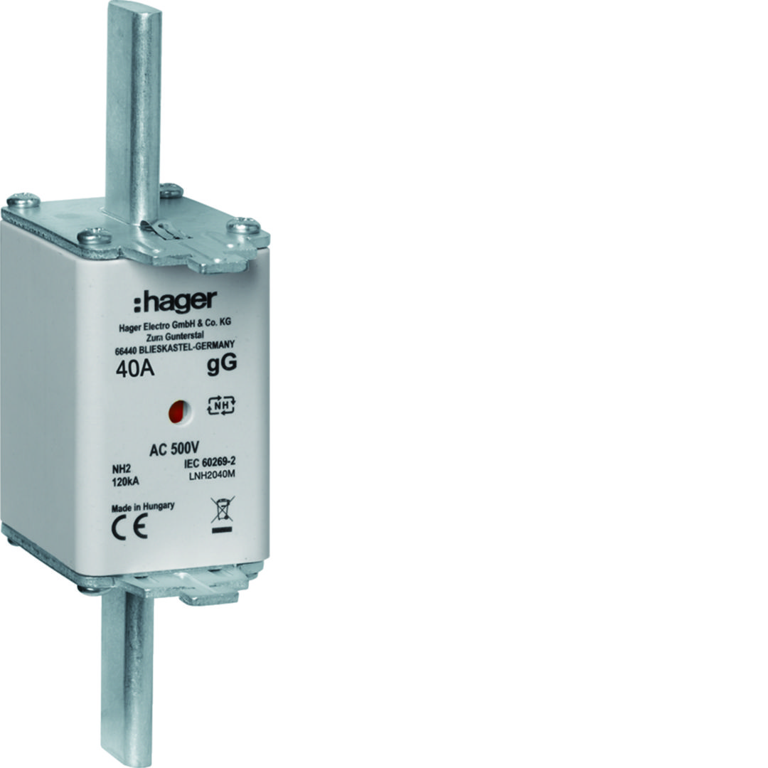 NH biztosítóbetét gG NH2 40A gL/gG (kábel-/készülékvédő) 500V AC 120kA LNH Hager