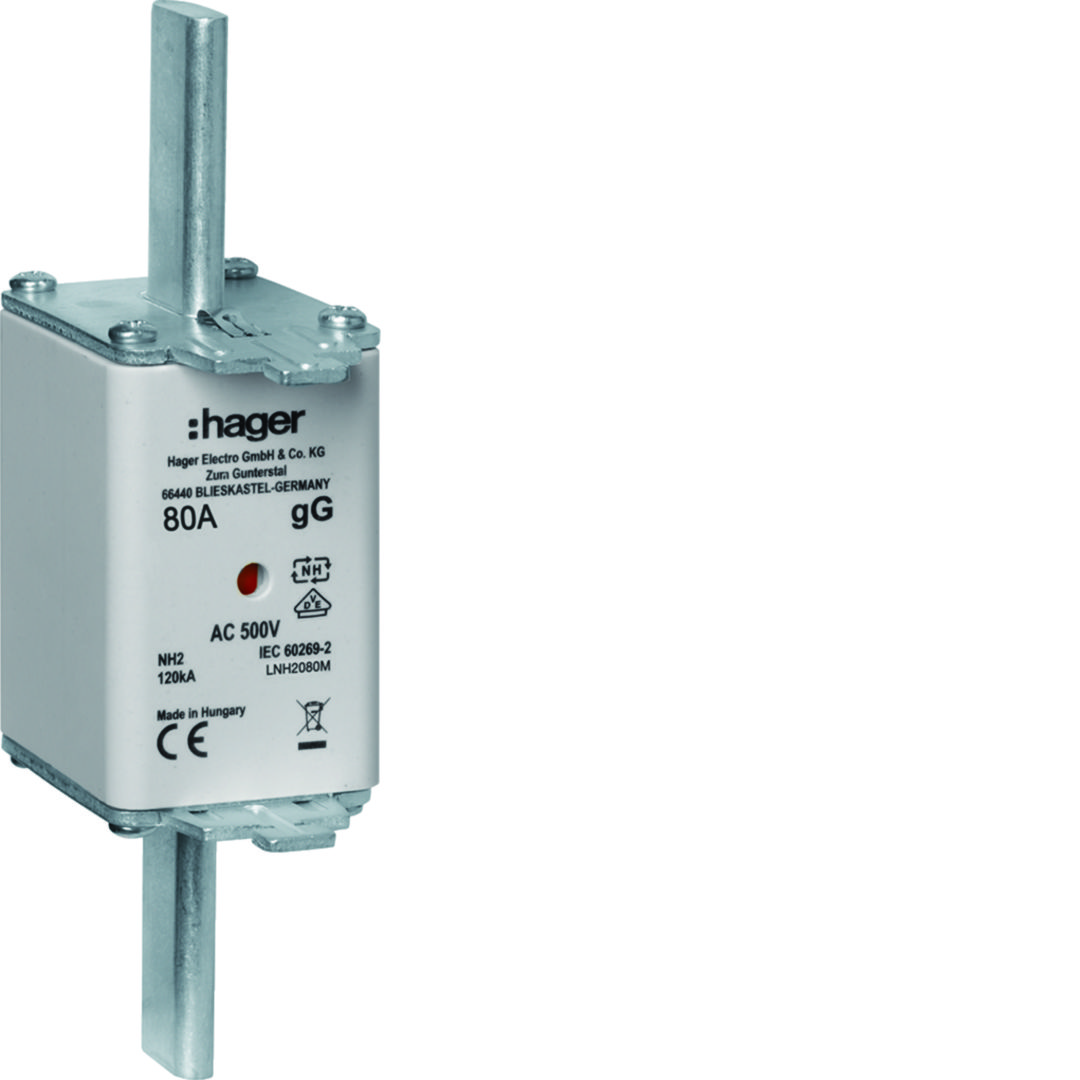 NH biztosítóbetét gG NH2 80A gL/gG (kábel-/készülékvédő) 500V AC 120kA LNH Hager