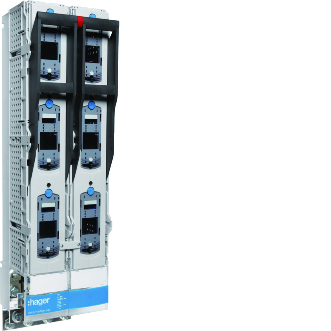 Biztosítós szakaszolókapcsoló sínre függőleges 3P NH3 1260A 120kA 185mm-síntáv 690V LVDR Hager