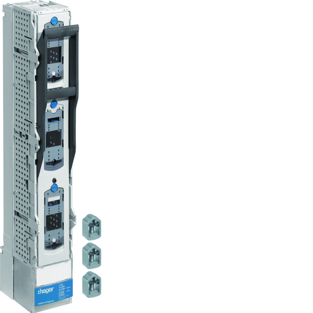 Biztosítós szakaszolókapcsoló sínre függőleges 3P NH3 630A 120kA 185mm-síntáv 690V LVSR Hager