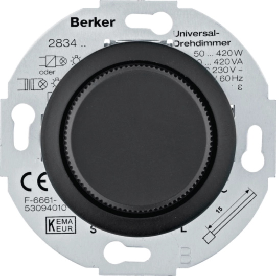 MAN0101317 - Universal-Drehdimmer mit Zentralstück (R, L, C) und Softrastung