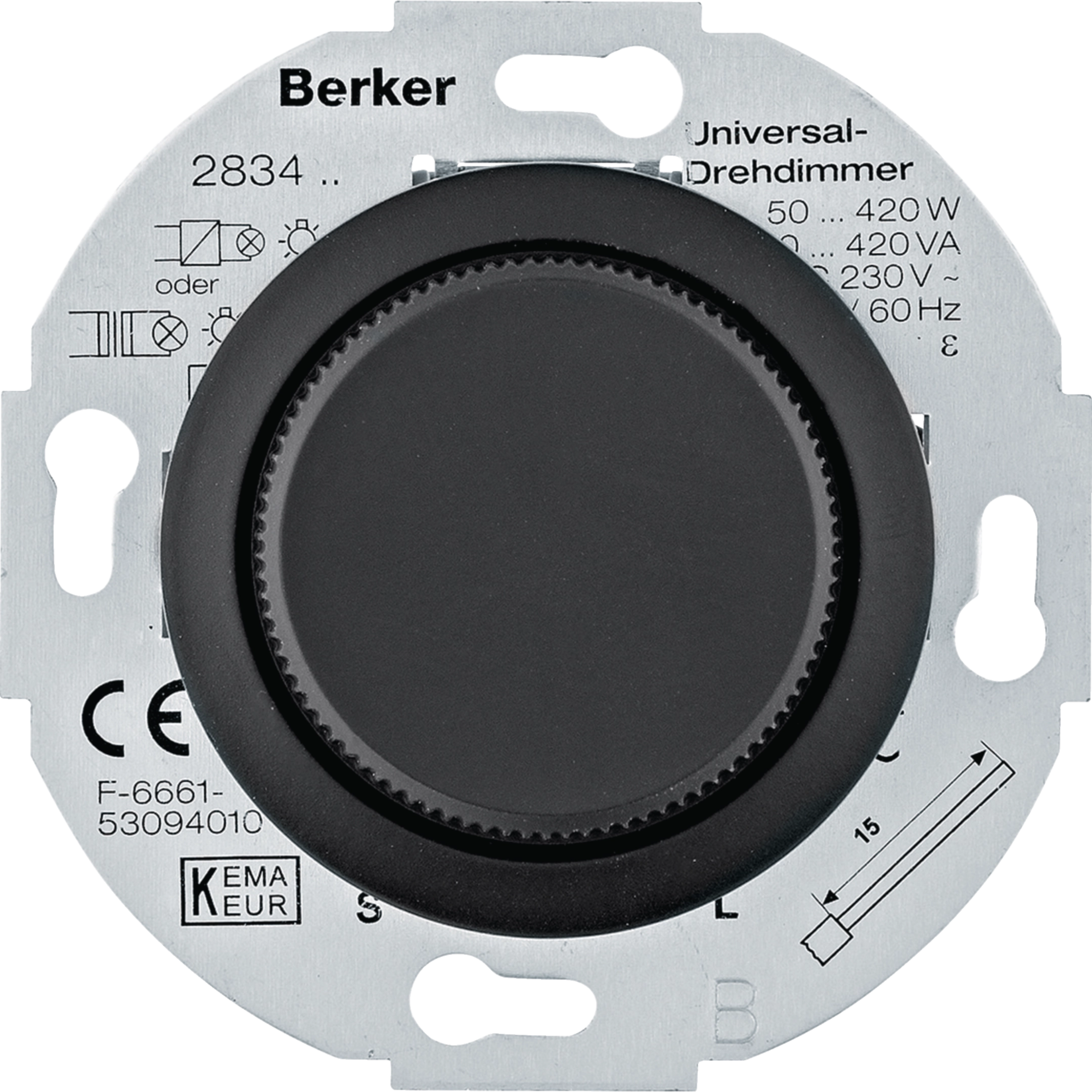 MAN0101317 - Universal-Drehdimmer mit Zentralstück (R, L, C) und Softrastung