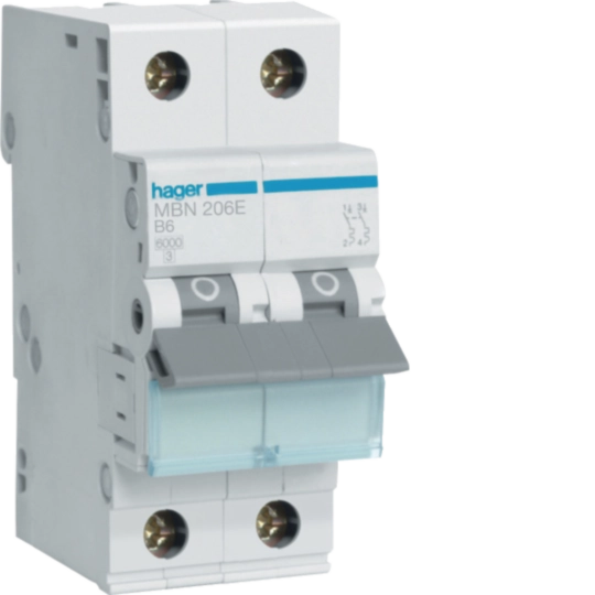 MBN206E - Installatieautomaat 2-polig 6 A B-karakteristiek 6 kA