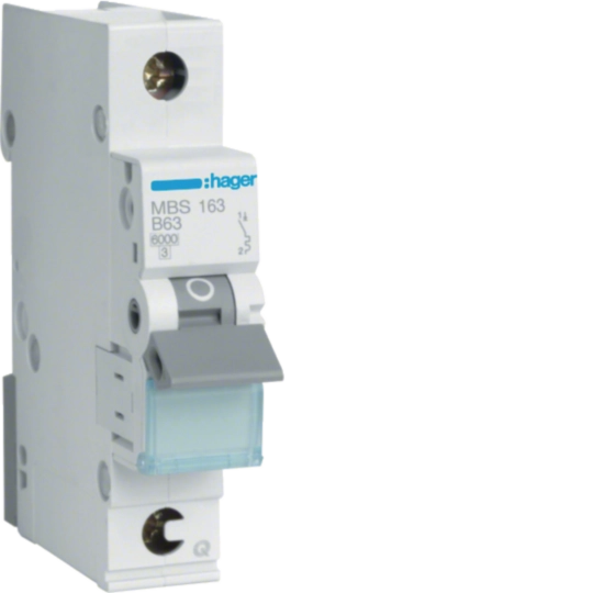 MBS163 - Leitungsschutzschalter 1 polig 6kA B-Charakteristik 63A QuickConnect 1 Modul