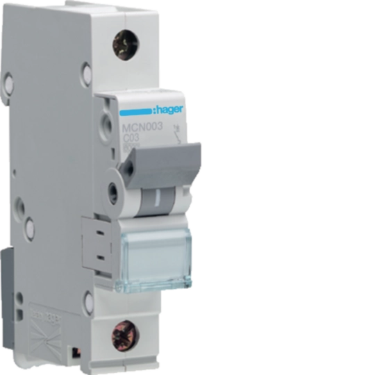 MCN003 - Leitungsschutzschalter Hager MCB 1P 230V Typ C 3A Icn 6kA 1TE