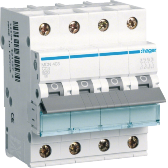 Leitungsschutzschalter 4 polig 6kA C-Charakteristik 3A 4 Module