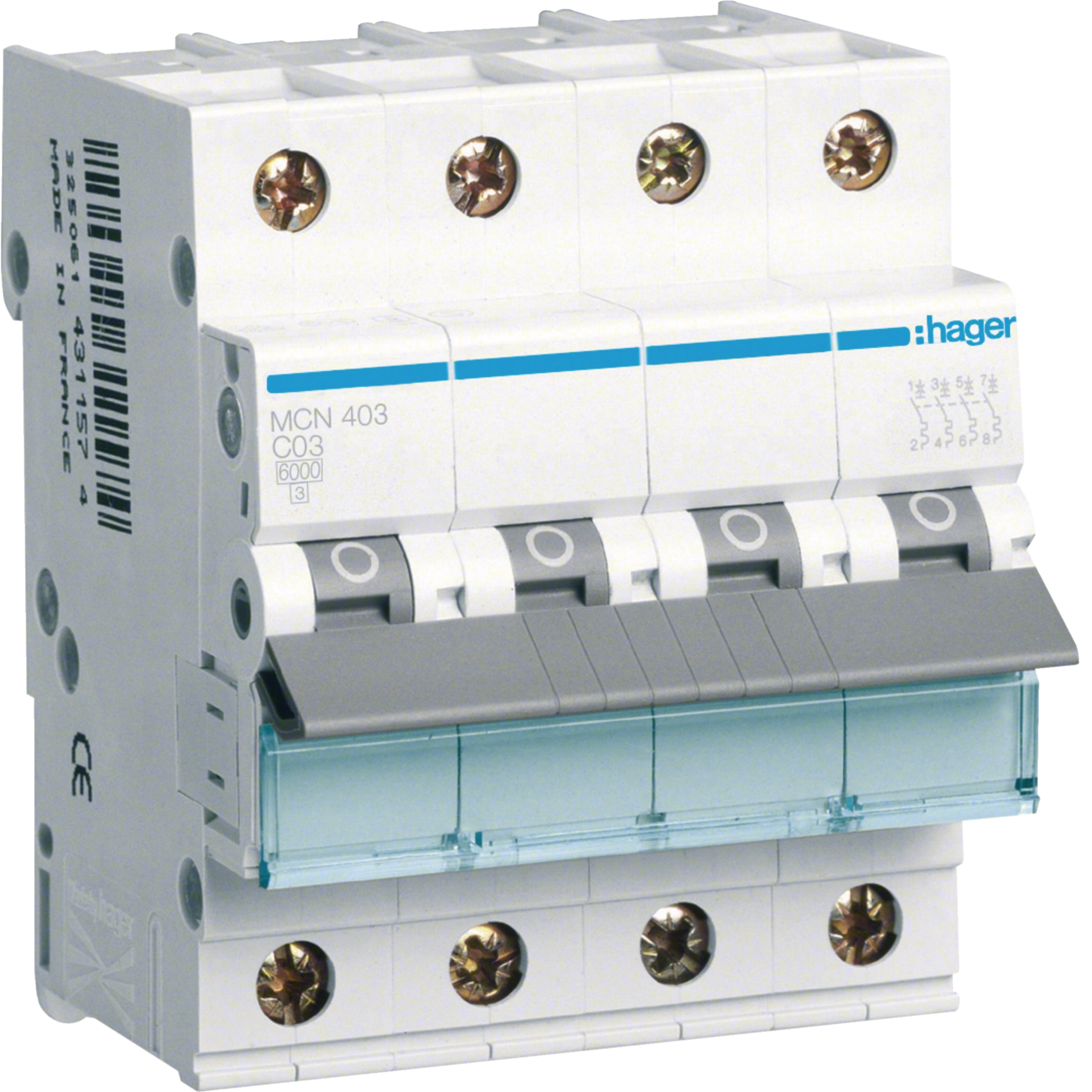 Leitungsschutzschalter 4 polig 6kA C-Charakteristik 3A 4 Module
