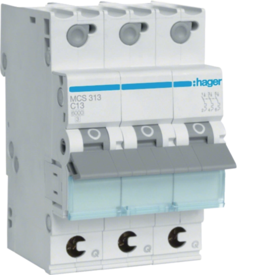 MCS313 - Leitungsschutzschalter 3 polig 6kA C-Charakteristik 13A QuickConnect 3 Module