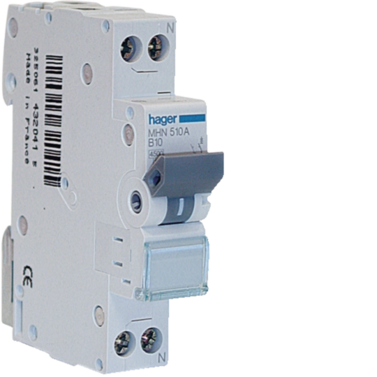 MHN510A - Interruttore automatico magnetotermico 4500A 1P+N curva B 10A 1M