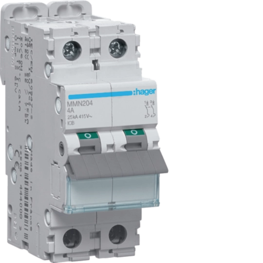 MMN204 - Disjoncteur magnétique 2P 25kA 4A 400V access. indicateur IEC 947-2