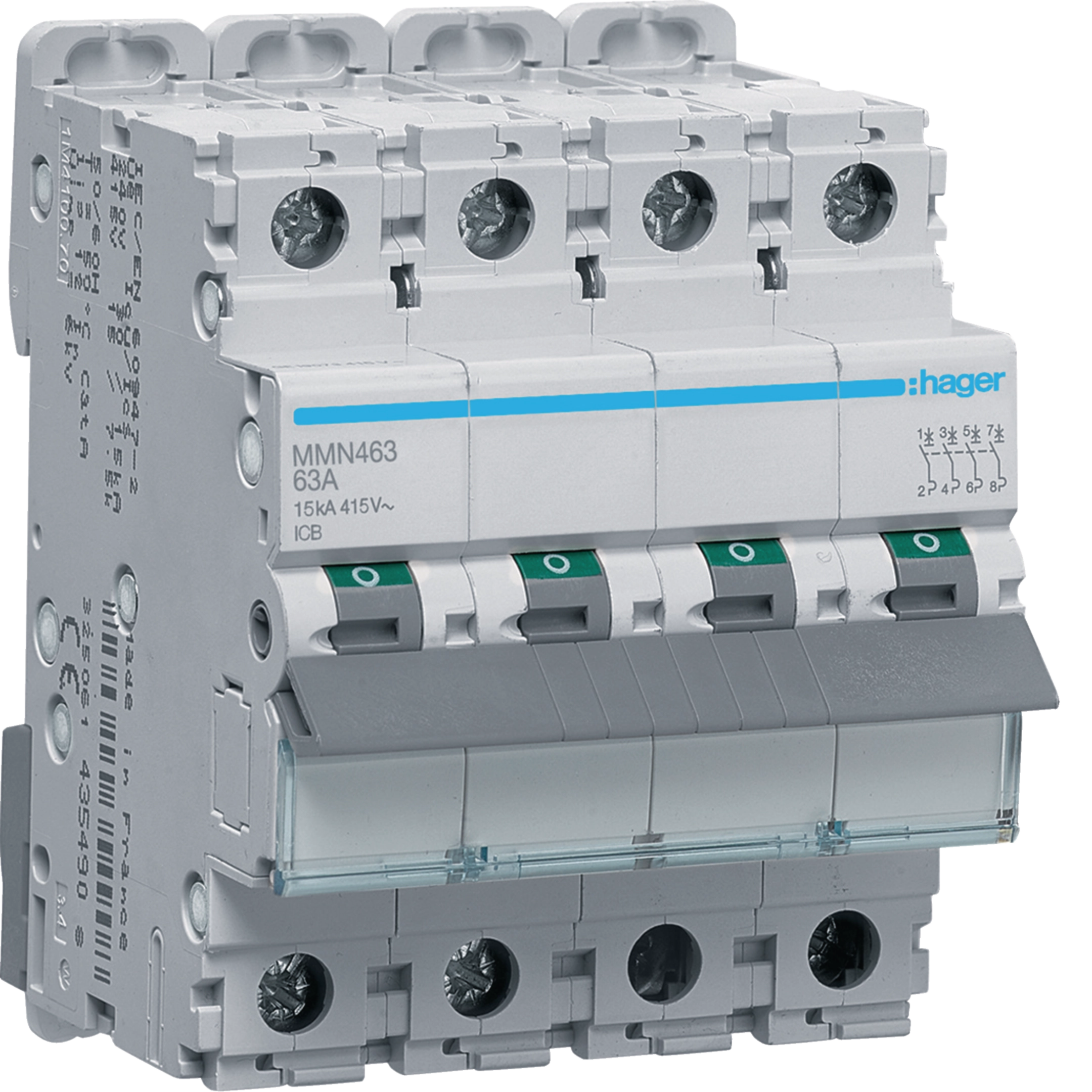 Mag. MCB 4P 15kA 63A 400V • MMN463 | Hager