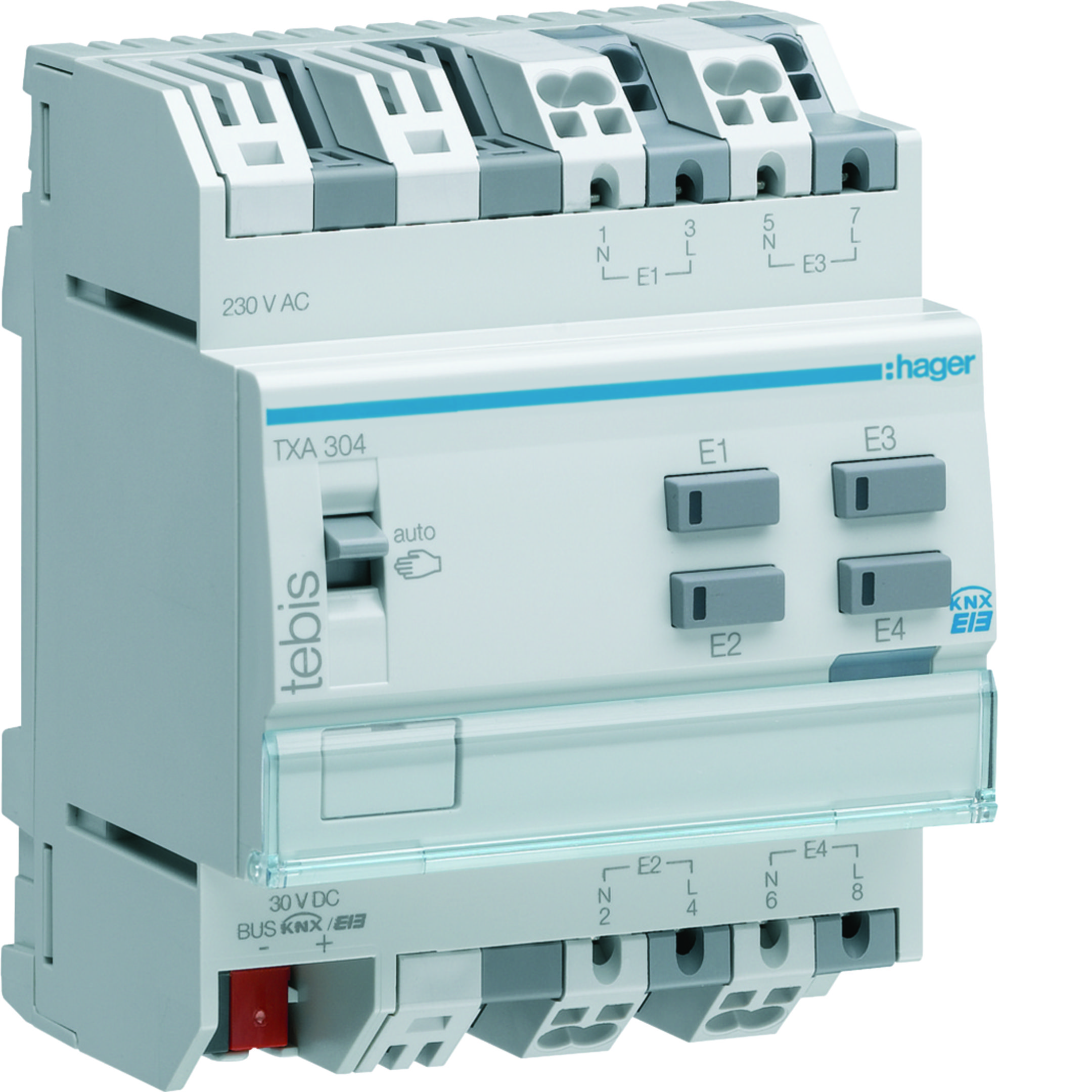 MOD.KNX TP 4 IN 230 VCA PER GUIDA DIN 4M