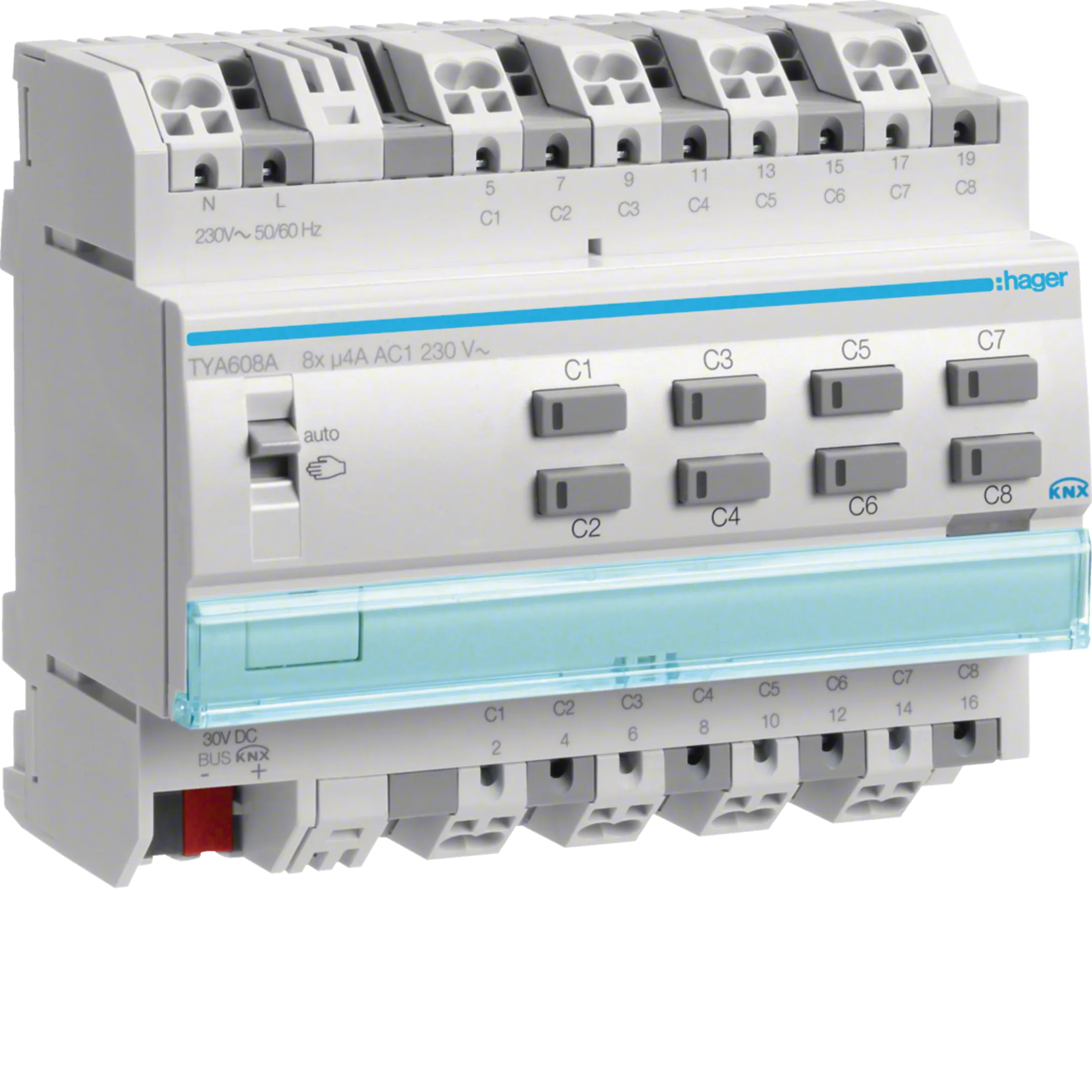 Module de sortie 8x 16A /230V~, KNX • TYA608C