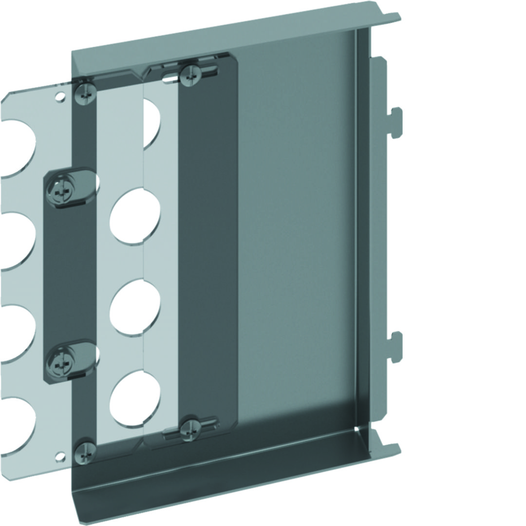 Elválasztólemez első oldalsó 2b forma 194mm x 28mm acél galvanizált  csatlakozónyílásokkal QuadroEvo Hager