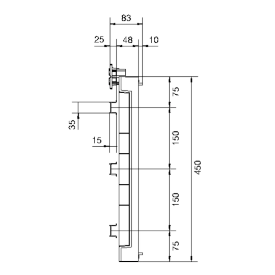 UC32MG - Bausatz, universN, 450x500mm, für Reiheneinbaugeräte waagerecht, 6x12 PLE