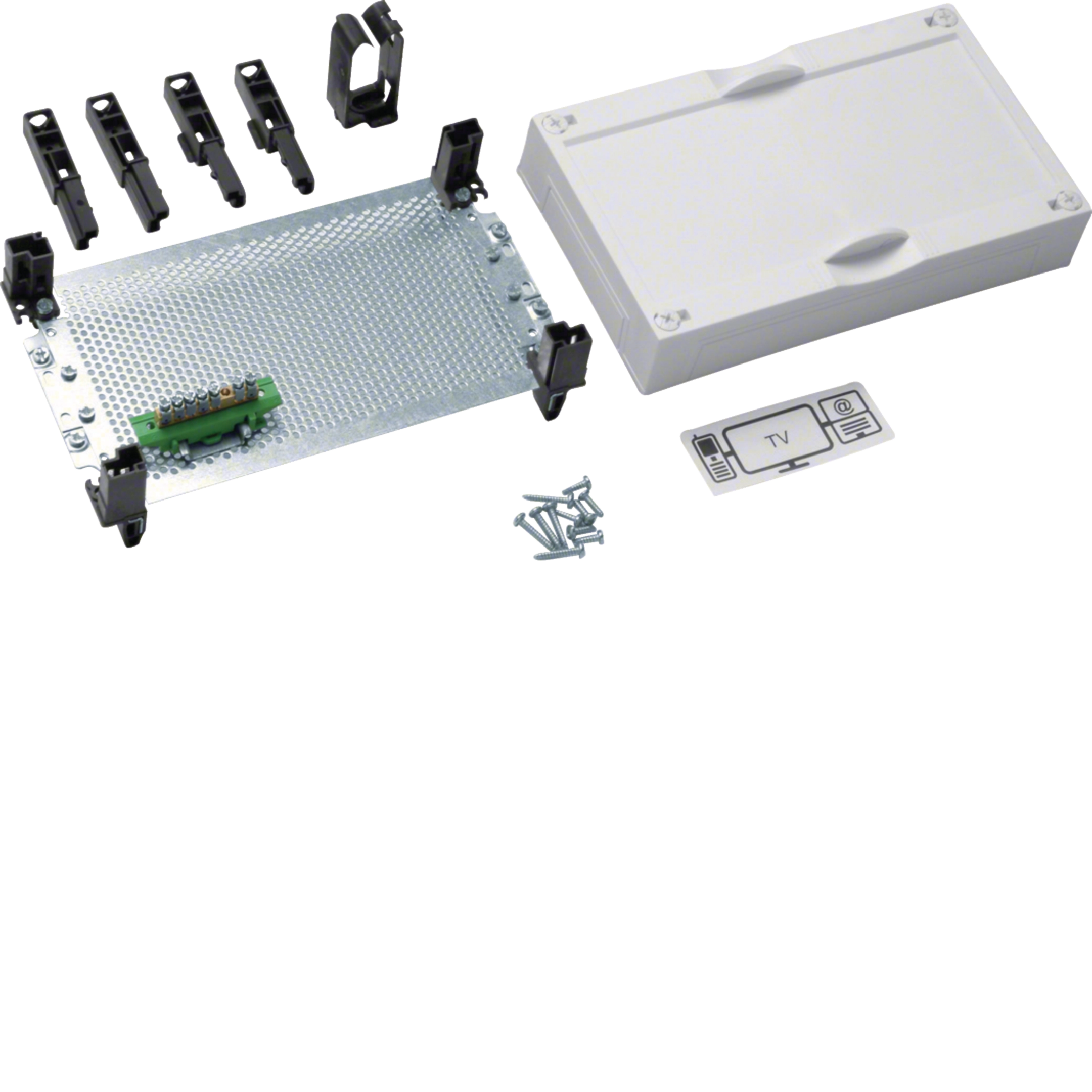 Baustein, universN, 150x250mm, mit Montageplatte und PE-Klemme, für VDI