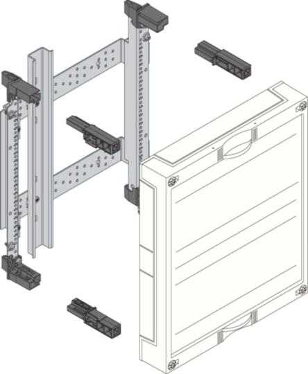 UD21A2 - Unité équipement Univers l250mm h300mm 1 travée bornier vertical 17 modules