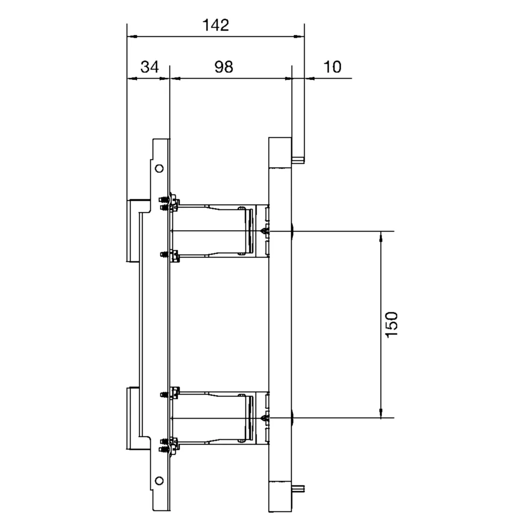 UD21B3 - Byggsats m normslits, för modulkomponenter m horisontella ledn.hållare, 2x10 mod