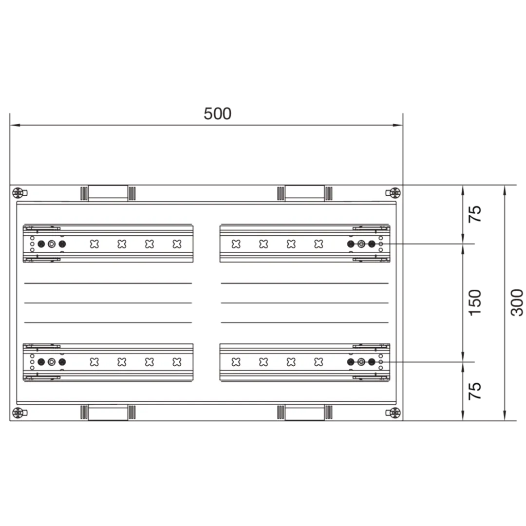 UD22B1 - Bouwsteen, 300x500, voor modulaire componenten, 4x 12 mod.