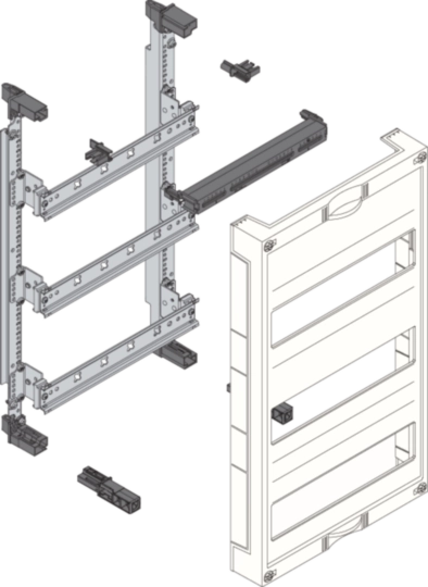 UD31B4 - Baustein, univ.N, 450x250mm, Reiheneinbaugeräte, waag., 3x12 PLE, m. PE/N-Klemme