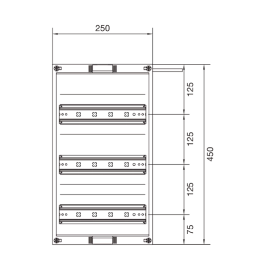 UD31B4 - Baustein, univ.N, 450x250mm, Reiheneinbaugeräte, waag., 3x12 PLE, m. PE/N-Klemme