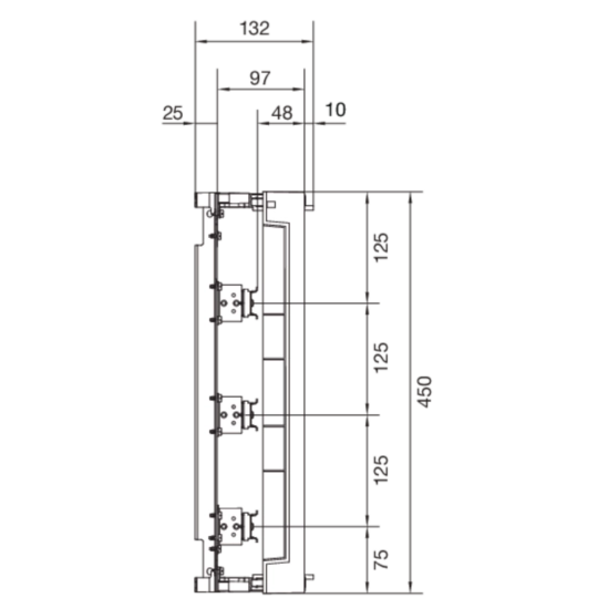 UD31B4 - Baustein, univ.N, 450x250mm, Reiheneinbaugeräte, waag., 3x12 PLE, m. PE/N-Klemme
