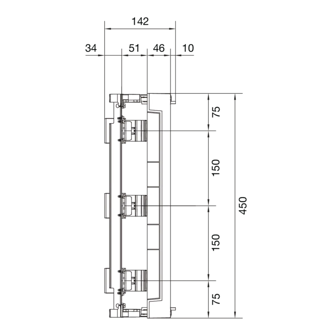 UD32B1 - Baustein, univers N, 450x500mm, für Reiheneinbaugeräte waagerecht, 6x12 PLE