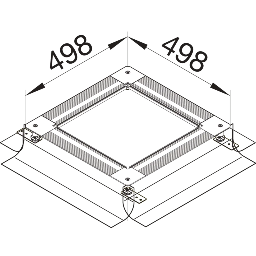 UDH3075125 - Ingjutningsplattform stl 3, 498x498mm, (golvinstallation), h 75-125 mm, fötter