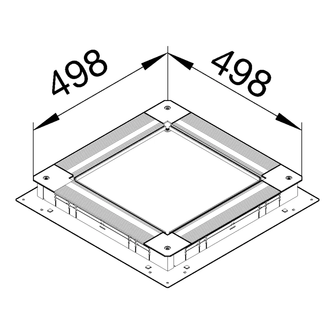 UDS3070120 - Universele vloerdoos met stalen bekisting grootte 3 498x498x(70-120)mm