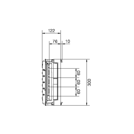 UE22E4B - Baustein, univers N, 300x500mm, für 4 Trenner NH00 auf Sammelschienensystem 60mm