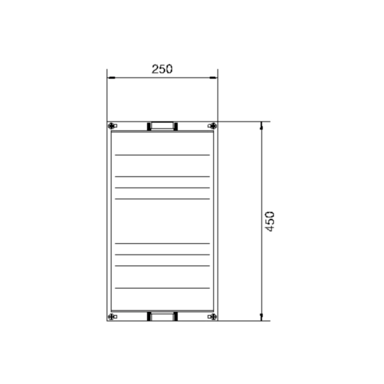 UE31E0A - Baustein, universN, 450x250mm, für Sammelschienensystem 60mm, 4 polig, waager.