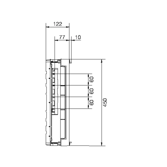 UE31E0A - Baustein, universN, 450x250mm, für Sammelschienensystem 60mm, 4 polig, waager.