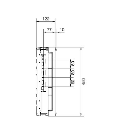 UE32B8N - univers N Podzespół rozstaw 60mm3-pol.8xNH00listw.450x500mmodpływ dół